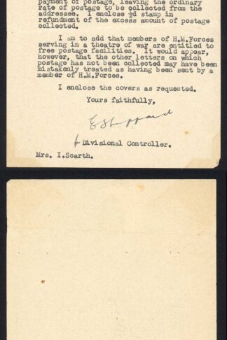 Papua Stamps Letter concerning Not Available Australian Forces