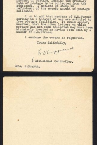 Papua Stamps Letter concerning Not Available Australian Forces