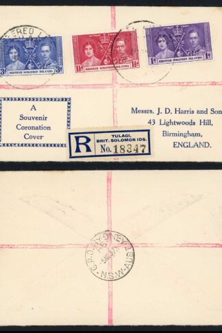 Solomon Is 31st Oct 1937 Registration Tulagi Type 1 Latest Known date