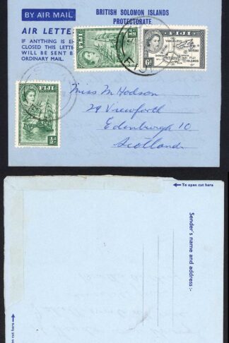 Solomon Is Aerogramme used in Fiji Scarce