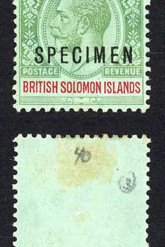 Solomon Is SG37 10/- Green and red/green SPECIMEN (no gum)