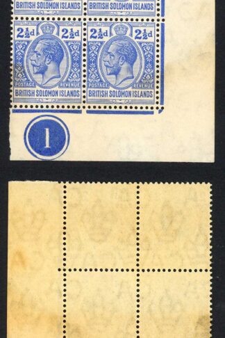 Solomon Is SG27 3 1/2d Ultramarine Wmk Mult CA (2 x U/M) toned