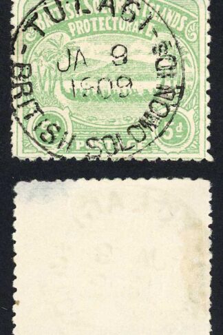 Solomon Is SG5 5d Emerald-green Large Canoe Superb TULAGI CDS Cat 80+++ pounds