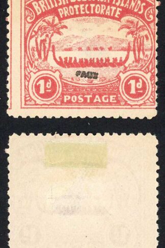 Solomon Is 1d Large Canoe Forgery with FAUX stamped on the front