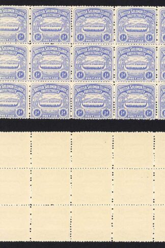 Solomon Is SG1 1/2d Ultramarine Block of 18 Large Canoe U/M Cat 165++ pounds