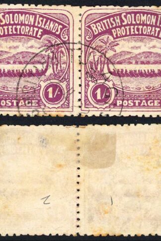 Solomon Is SG7 1/- Bright Purple Large Canoe PAIR Tulagi CDS (toned) Cat 240++