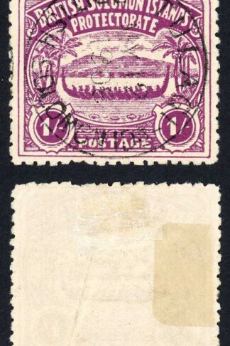 Solomon Is SG7 1/- Bright Purple Large Canoe CDS Cat 120 pounds