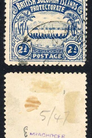 Solomon Is SG3 2d Indigo Large Canoe CDS used Cat 35 pounds