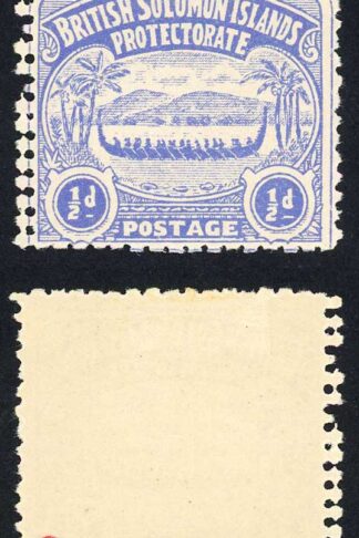 Solomon Is SG1 1/2d Ultramarine Large Canoe Double Perfed at Left M/M