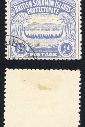 Solomon Is SG1 1/2d Ultramarine Large Canoe Position 52 used Cat 15 pounds