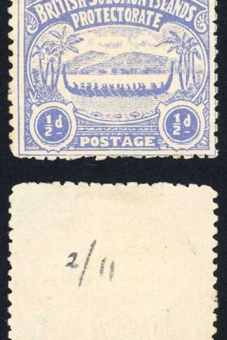 Solomon Is SG1 1/2d Ultramarine Large Canoe Position 11 no gum Cat 11 pounds