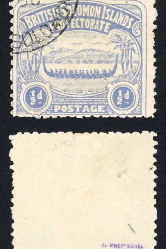 Solomon Is SG1 1/2d Ultramarine Large Canoe Position 47 used Cat 15 pounds