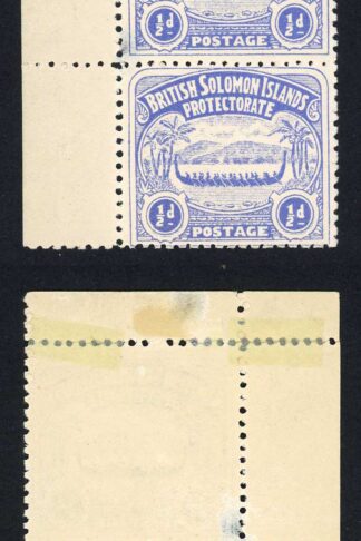 Solomon Is SG1 1/2d Ultramarine Large Canoe Positions 1 and 7 Cat 22 pounds