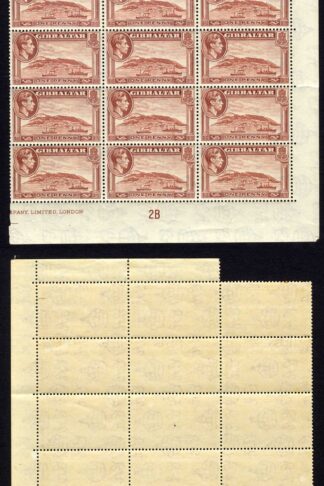 Gibraltar SG122b 1d Red-brown Perf 13 Wmk Sideways Block of 30 U/M Cat 75 pounds