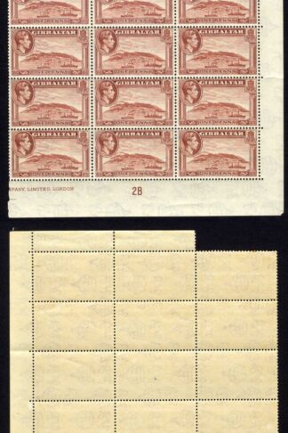 Gibraltar SG122b 1d Red-brown Perf 13 Wmk Sideways Block of 30 U/M Cat 75 pounds