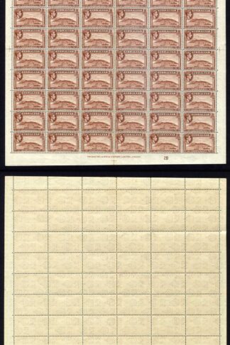 Gibraltar SG122c 1d Deep Red-brown Perf 13 Wmk Sideways Pane of 60 U/M Cat 195