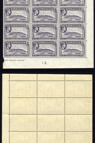 Gibraltar SG123b 1 1/2d Slate-violet U/M Block of 30 Cat 22.50 pounds