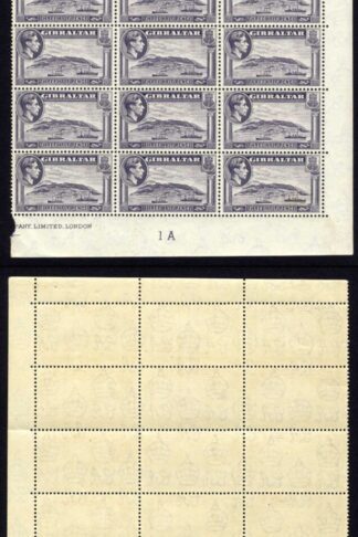 Gibraltar SG123b 1 1/2d Slate-violet U/M Block of 30 Cat 22.50 pounds