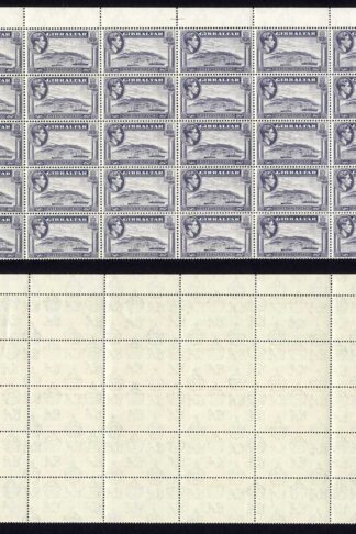 Gibraltar SG123b 1 1/2d Slate-violet U/M Block of 30 Cat 22.50 pounds