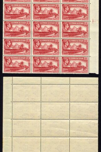 Gibraltar SG124c 2d Carmine block of 24 U/M (Gum creases) Cat 54 pounds