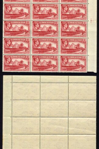 Gibraltar SG124c 2d Carmine block of 24 U/M (Gum creases) Cat 54 pounds