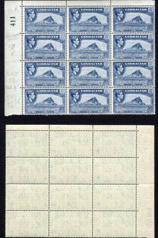 Gibraltar SG125b 3d Perf 13 Block of 12 U/M Cat 54 pounds