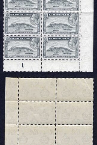 Gibraltar SG112a 2d Grey Rock Perf 13.5 x 14 Plate Block of 12 U/M  Cat 288 pou