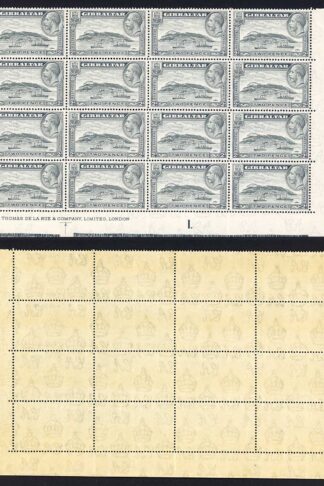 Gibraltar SG112 2d Rock Perf 14 U/M Plate Block of 16 Cat 224 pounds