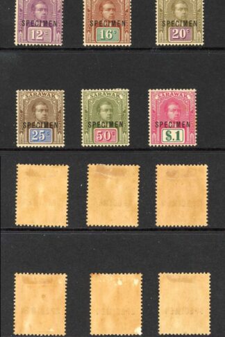 Sarawak SG50s/61s 1918 Set of 12 M/M opt Specimen Cat 400 pounds