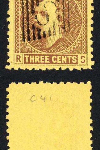 Sarawak SG2 3c Brown/yellow S in Diamond cancellation Broken S