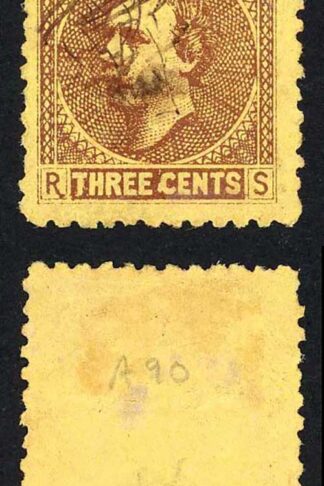 Sarawak SG2 3c Brown/yellow Long Tailed R (9/10) Manuscript Cancel