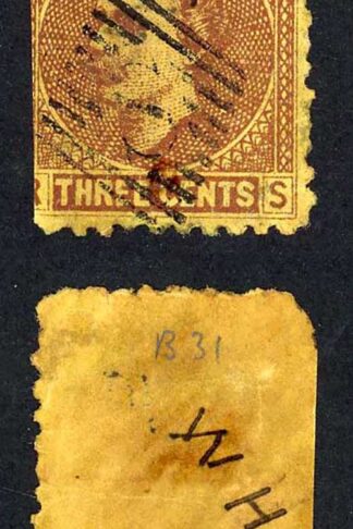 Sarawak SG2 3c Brown/yellow with a company chop Very Rare
