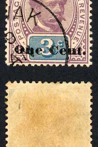 Sarawak SG22 1c on 3c purple and blue (1st type) Fine used Cat 50 pounds