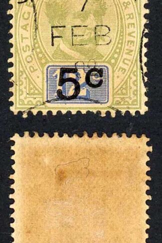Sarawak SG26a 5c on 12c no stop after c CDS (toned) Cat 225 pounds