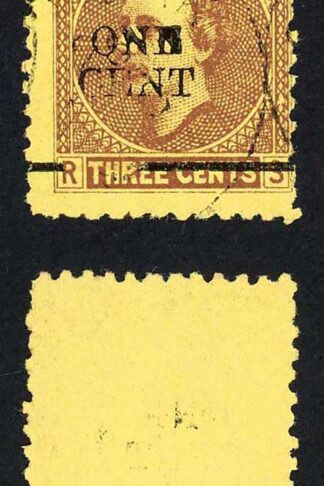 Sarawak SG27 1c on 3c Brown/yellow Broken Bar