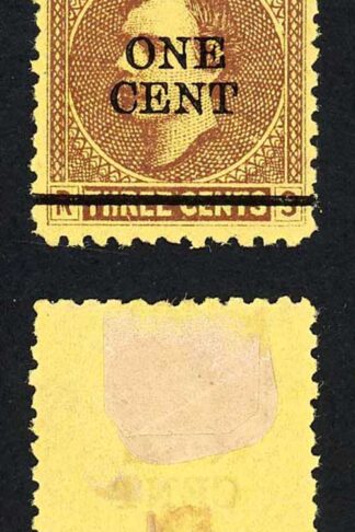 Sarawak SG27 1c on 3c Brown/yellow Mint (no gum as normal) Cat 10 pounds