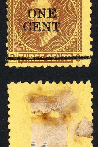 Sarawak SG27 1c on 3c Brown/yellow Mint (no gum as normal) Cat 10 pounds
