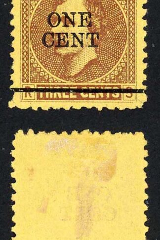 Sarawak SG27 1c on 3c Brown/yellow Mint (no gum as normal) Cat 10 pounds