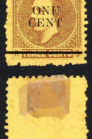 Sarawak SG27 1c on 3c Brown/yellow Mint (no gum as normal) Cat 10 pounds
