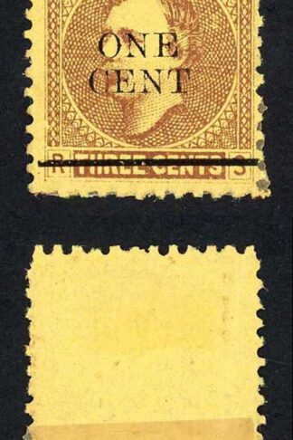 Sarawak SG27 1c on 3c Brown/yellow Mint (no gum as normal) Cat 10 pounds