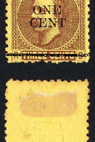 Sarawak SG27 1c on 3c Brown/yellow Mint (no gum as normal) Cat 10 pounds
