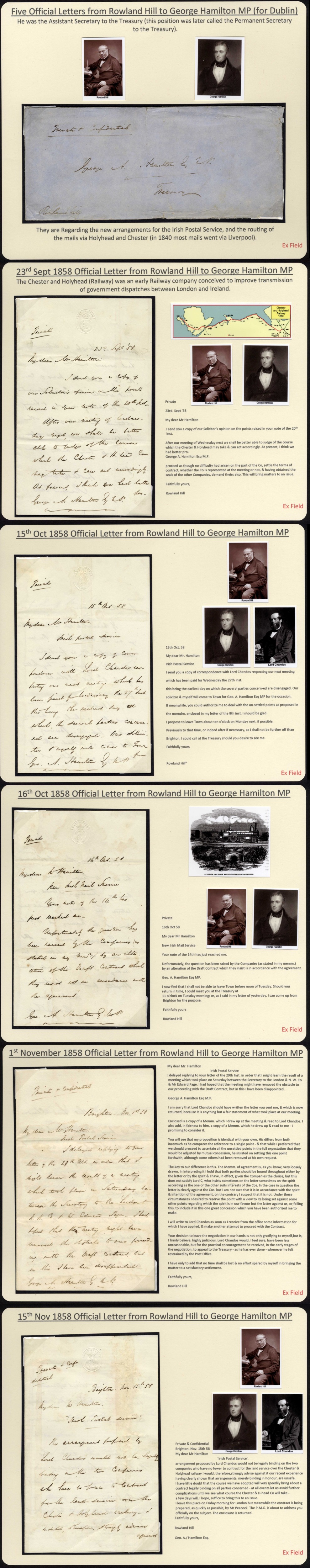 Rowland Hill to George Hamilton MP Correspondence About IRISH Postal Routes