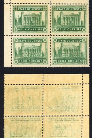 Jersey Revenue BF4 2/- Bright yellow-green Perf 14.5 U/M