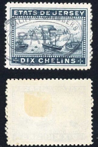 Jersey Revenue BF15 10/- Dull Blue Perf 12 used