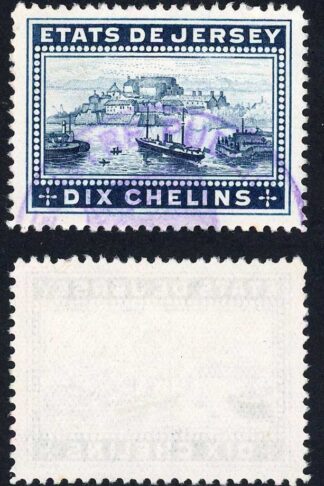 Jersey Revenue BF15 10/- Dull Blue Perf 12 used