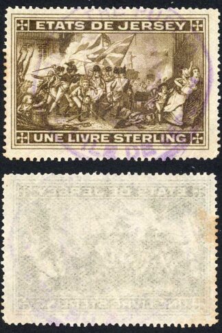 Jersey Revenue BF9 One Pound Sepia Perf 14.5 Used