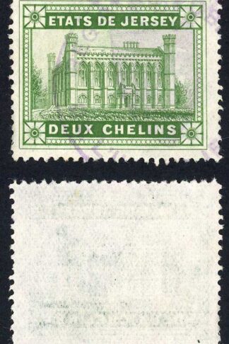 Jersey Revenue BF12 2/- Bright yellow-green Perf 12 Used