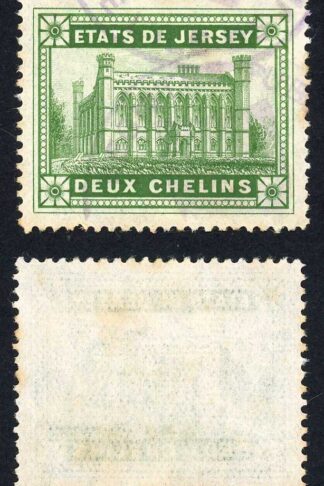 Jersey Revenue BF12 2/- Bright yellow-green Perf 12 Used