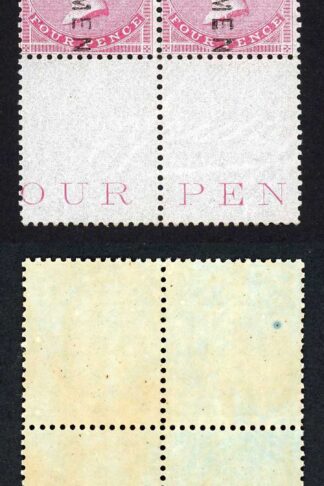 SG63s 4d thick blued highly glazed paper opt SPECIMEN Superb U/M Cat 4800 pounds