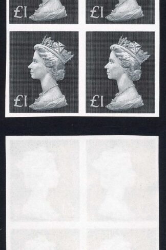 SG831b One Pound Black imperforate block of 4 U/M